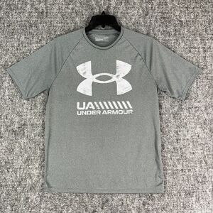 Under Armour Shirt Large Mens Loose Fit Logo Relaxed Microfiber‎ Tee Gray